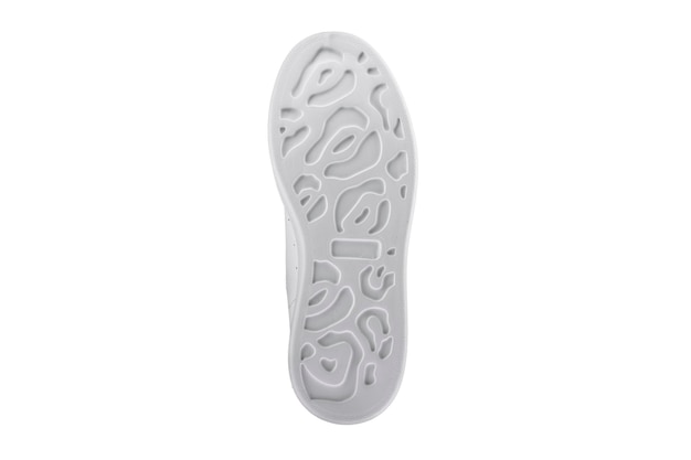 Zool witte polyurethaan sneaker op een witte backgroundBottom sportschoenen polyester