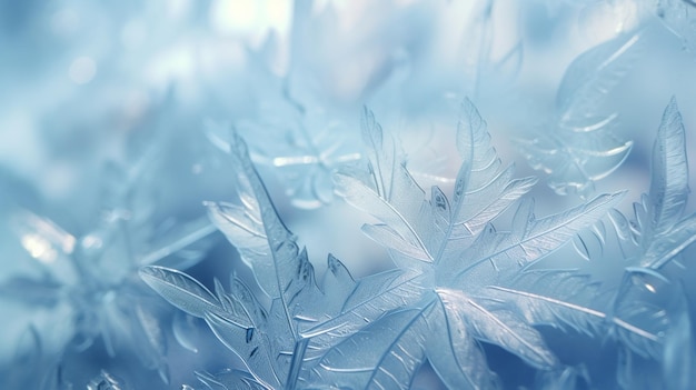 Zoom in on abstract patterns in ice crystals showcasing the delicate and intricate formations creat