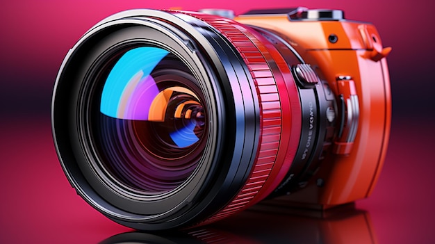 зум-объектив камеры на красочном фоне