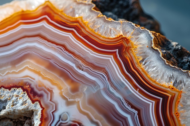 Zoom in on the intricate details of a natural agate gemstone slice