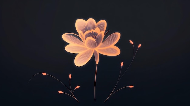 Zoom Out Art Flower with Neon Light on Dark Background