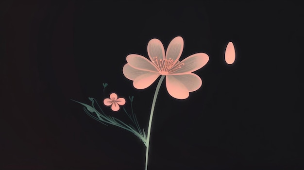 어두운 배경에 네온 불빛이 있는 예술 꽃 축소
