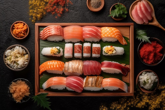 Photo zoom in on a perfectly formed nigiri sushi