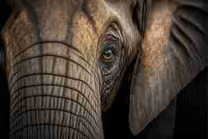 Photo a zoomed close up image of an african elephant isolated