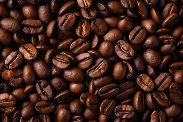 Zoomed roasted beans texture as background