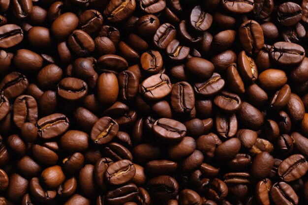 Zoomed roasted beans texture as background