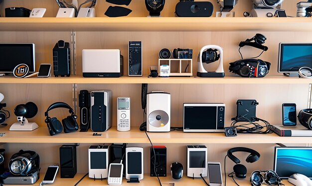 Photo zoomedin office shelves view