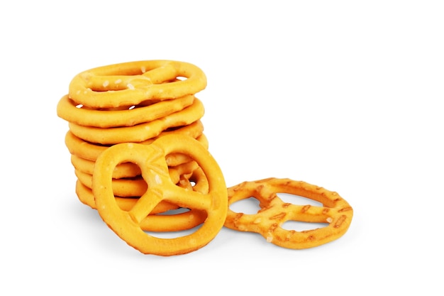 Zout Pretzels Geïsoleerd Op Een Witte Achtergrond