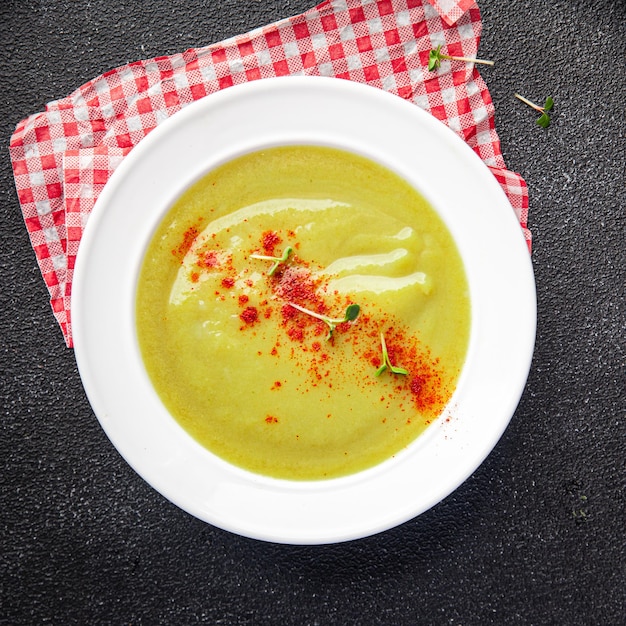 zucchini cream soup vegetable dish healthy meal food snack on the table copy space food background