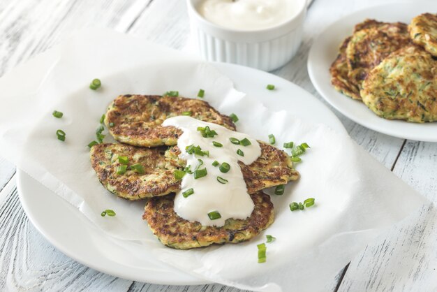 Zucchini fritters with greek yogurt