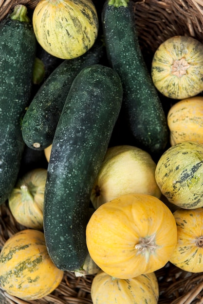 Zucchini on a market stall