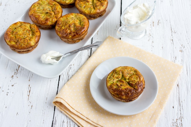 Zucchini muffins with herbs