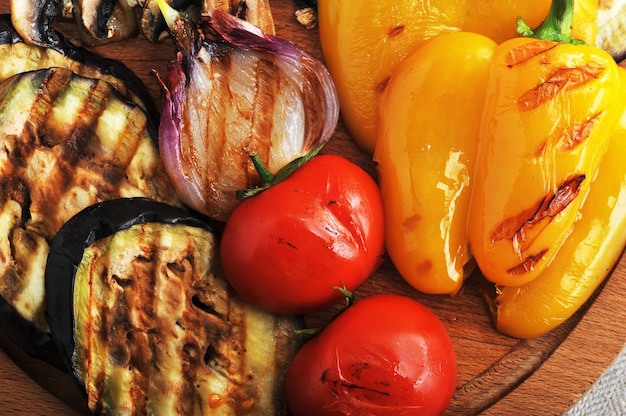 zucchini, peppers, onions, tomatoes and mushrooms