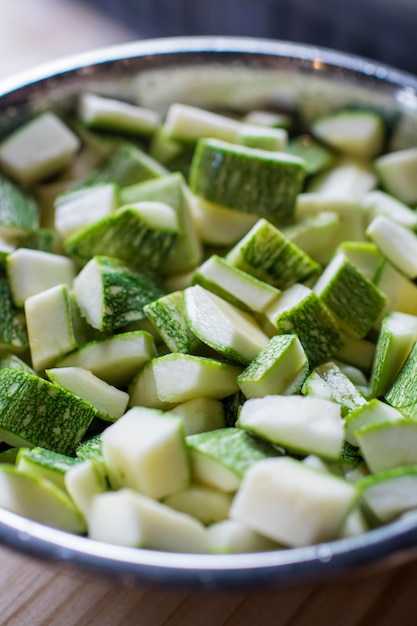 Zucchini raw chopped sliced vegetables salad ingredient cooking