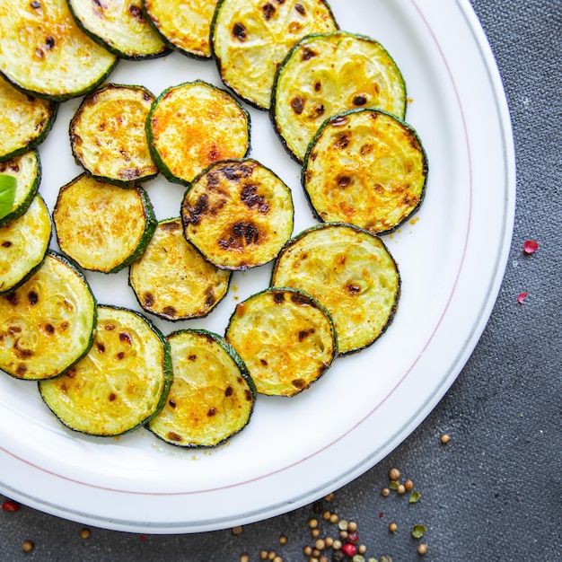 zucchini slice fried vegetable fresh meal food snack on the table copy space food