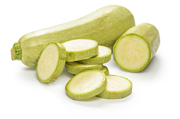 zucchini on white background with soft shadow