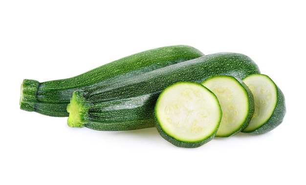 Zucchini with slice isolated on white background