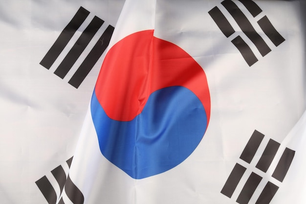 Zuid-Korea zijden vlag close-up