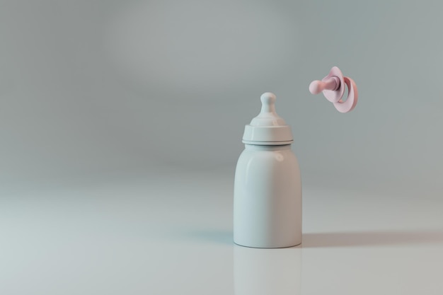 zuigfles met melk en fopspeen op een witte achtergrond kinderen eten. baby verzorging