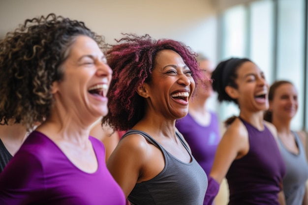 Zumba klas lachen gelukkig dieet vrouwen genereren Ai