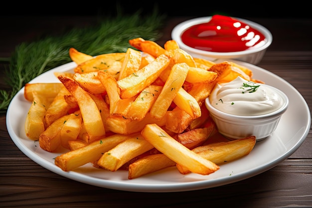 Zure room en ketchup begeleiden friet of friet