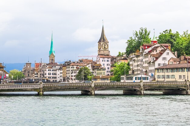 Zurich Switzerland View Of Historic Old Town Buildings Near Main Railway Train Station Zurich Hb Hau...