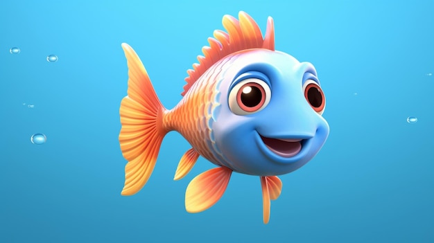 Photo a zute cartoon pathar chata fish character ai generative