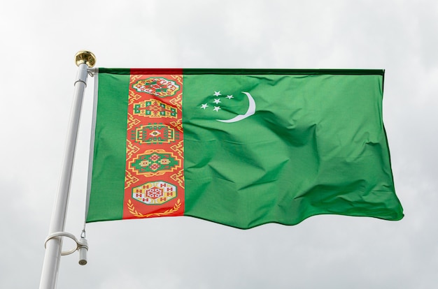 zwaaien in de wind Vlag van Turkmenistan