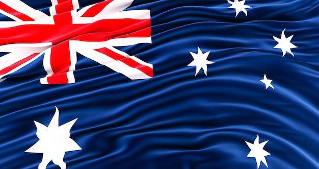 Zwaaiende kleurrijke nationale vlag australië, geweldige vlag van australië