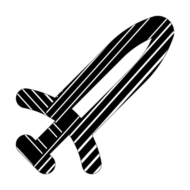 zwaard icoon zwarte witte diagonale lijnen