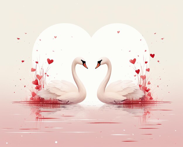 Foto zwanenpaar verjaardag valentijnskaart vector illustratie
