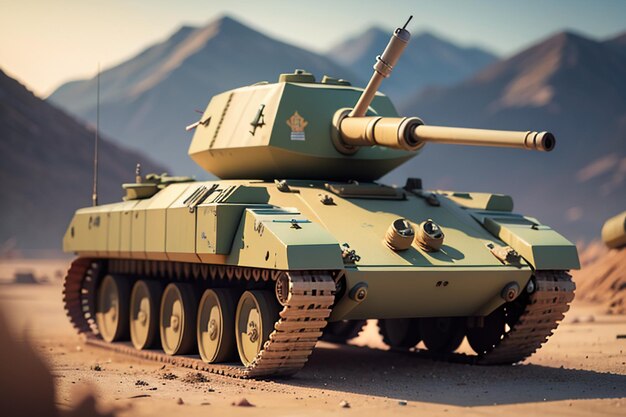 Zware tank oorlog wapen leger aanval uitrusting militaire behang achtergrond illustratie