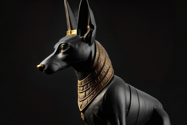 Zwart Anubis-standbeeld uit het oude Egypte