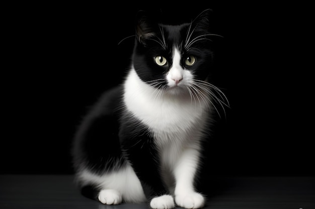 Foto zwart dier wit kitten behang