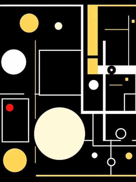 zwart en geel vierkant en cirkelontwerp op een witte achtergrond