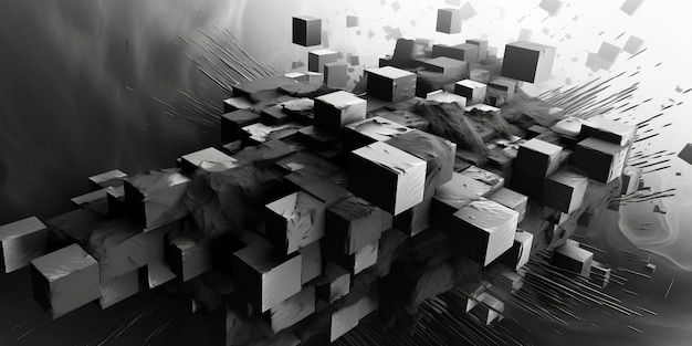 Zwart en grijs digitaal behang kunst abstract Luxe premium achtergrond Generatieve Ai