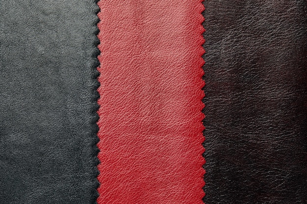 Zwart en rood leer met met gekrulde rand Gebruikt voor achtergrond meubelbekleding achtergrond