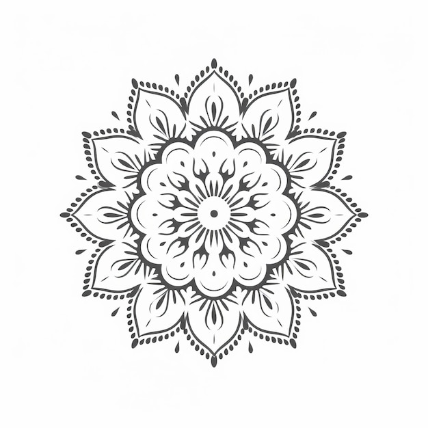 Zwart en wit bloemen mandala minimalistische zuiverheid in Hindi geometrisch ontwerp