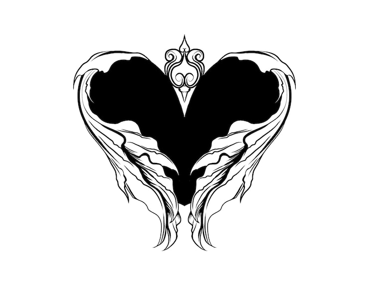 Foto zwart en wit hedendaagse haard liefde nieuwe tribale tatoeage ontwerp