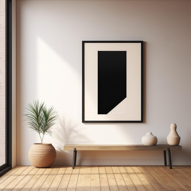 Zwart frame op houten vloer Mark Gertler stijl met minimalistische spare eenvoud