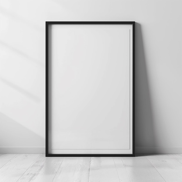 Foto zwart frame wit matte mockup op gewone muur