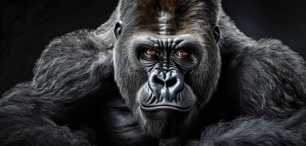 Zwart gorillaportret gemaakt met Generative AI