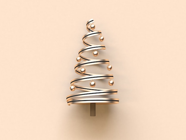 zwart goud abstract kerstboom lint bal 3D-rendering