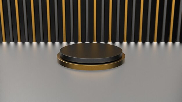 zwart gouden cilinder podium podium decoratie geschikt voor abstracte producten weergeven 3D-rendering