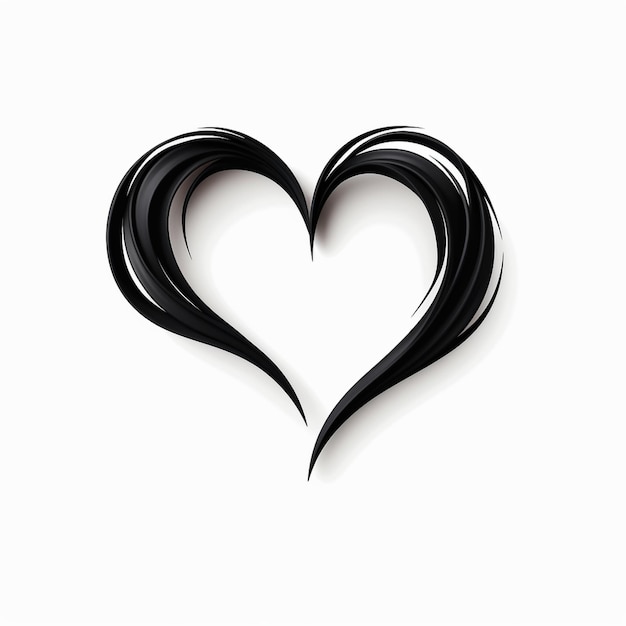Zwart hart van zwart papier op een witte achtergrond