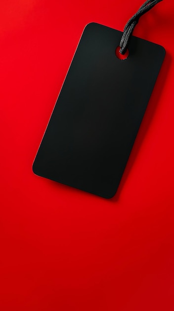 Zwart leeg prijskaartje op rode achtergrond Black Friday concept sjabloon copyspace