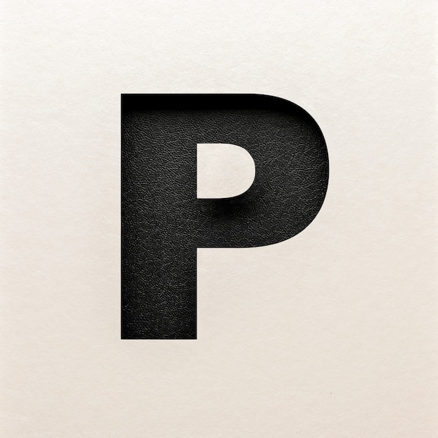 Zwart leer Lettertypeontwerp, Abstract alfabetlettertype, realistische typografie - P.