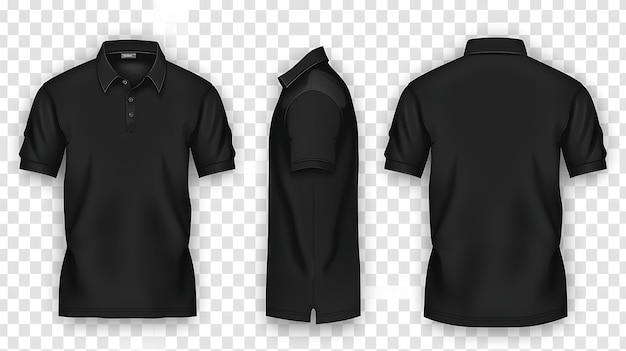 Foto zwart polo shirt mannen t-shirt met korte mouwen voorzijde en achterzijde vector illustratie