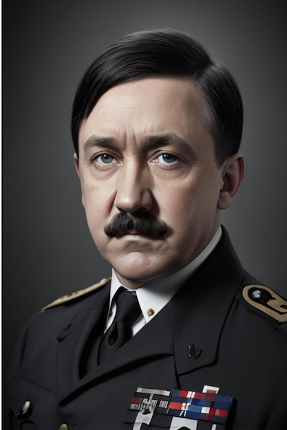 Zwart portret half lichaam beeld van Adolf Hitler op zoek naar camera