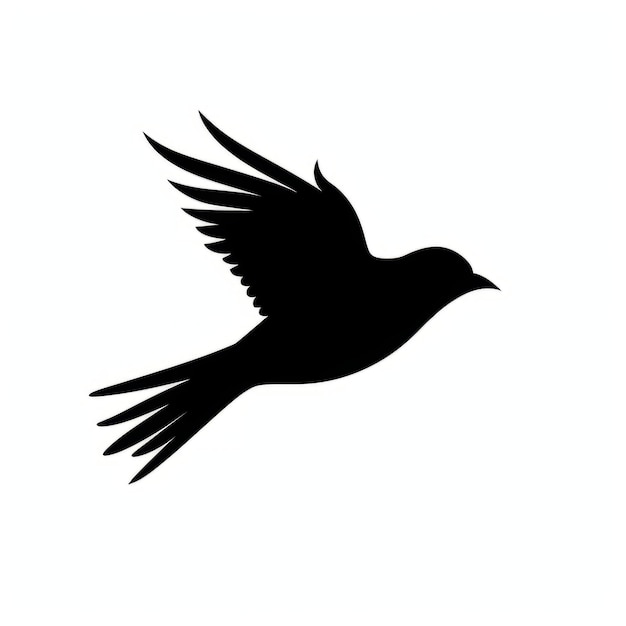 Foto zwart silhouet van een vliegende vogel geïsoleerd op witte achtergrond vectorillustratie